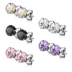 Surgical Steel Earring Stud 20 Gauge Round CZ Gem - Kruelty