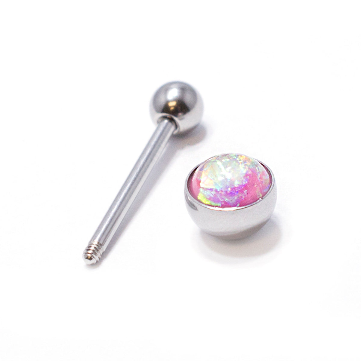 Surgical Steel Tongue Ring Straight Barbell 14 Gauge Opal Gem - 4 Pack - Kruelty - Photo 4