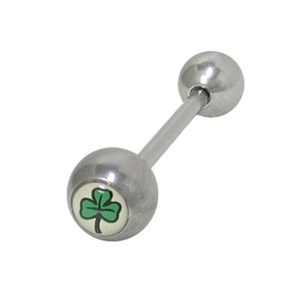 Surgical Steel 14 Gauge Tongue Barbell with Shamrock