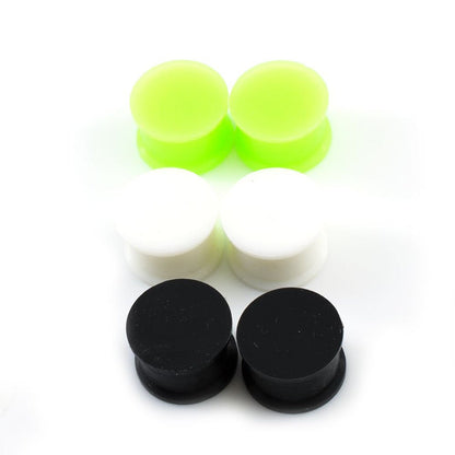 Silicone Double Flared Stretched Ear Plug 6 to 13/16" Gauge - 6 Pcs - Kruelty