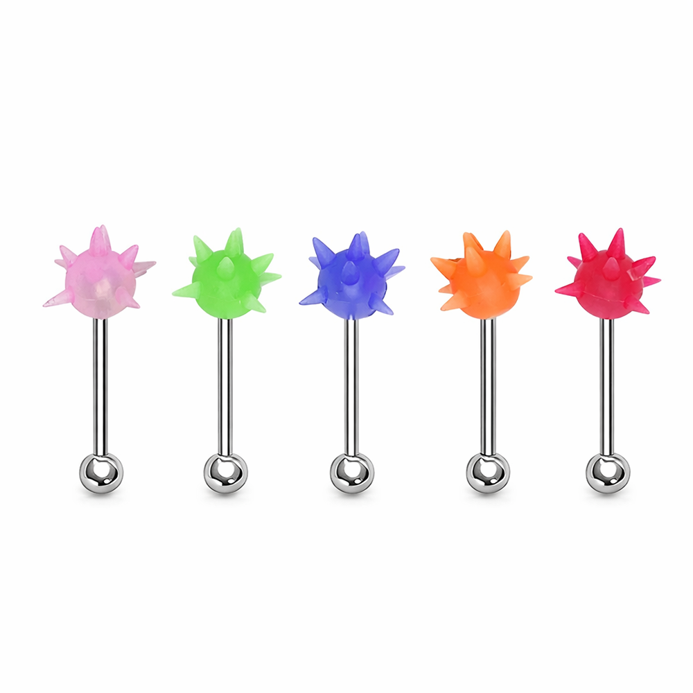 Surgical Steel & Silicone 14G French Tickler Tongue Barbells - 5 Pack