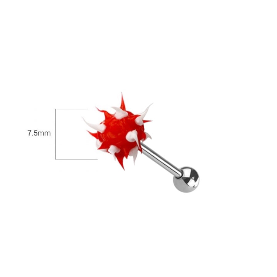 Surgical Steel 14 Gauge Tongue Barbell with Silicone Spike Ball - photo 2
