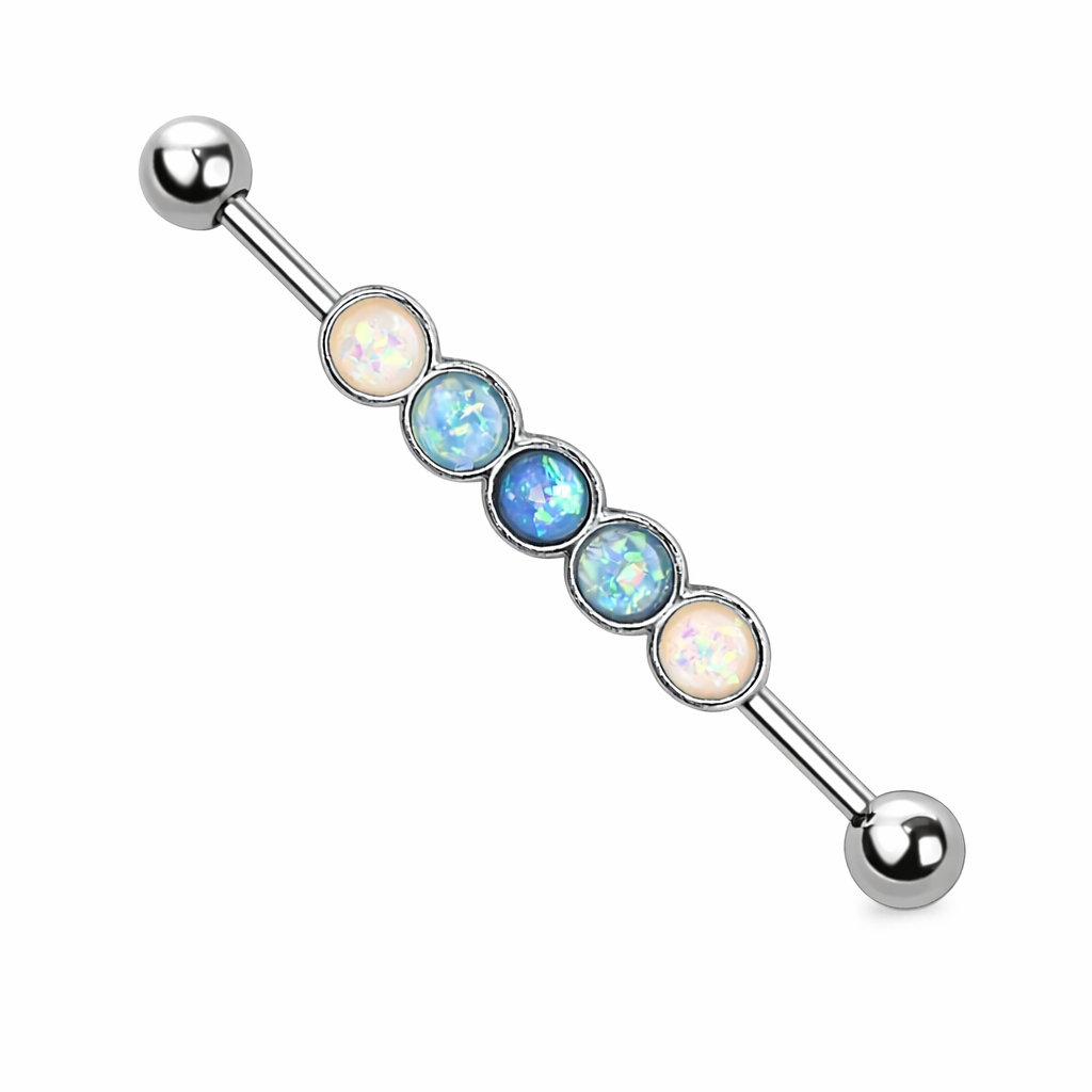 Surgical Steel 14 Gauge Industrial Barbell with Quintuplet Gems - photo 2