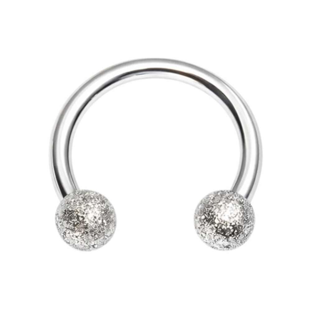 Surgical Steel 16 Gauge Horseshoe Circular Barbell with Glitter Ball - photo 3