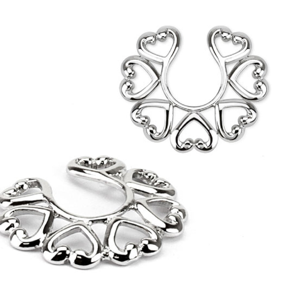 Surgical Steel Clip On Nipple Rings with Tribal Heart - Pair - photo 4