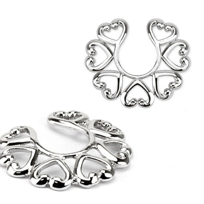 Surgical Steel Clip On Nipple Rings with Tribal Heart - Pair - photo 4