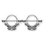 Surgical Steel 14 Gauge Nipple Shield with Tribal Lace Swirl CZ - Pair - photo 3