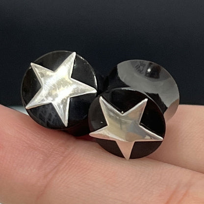 Black Organic Bone Double Flare Ear Plugs with Star 6G to 12mm - Pair - photo 6