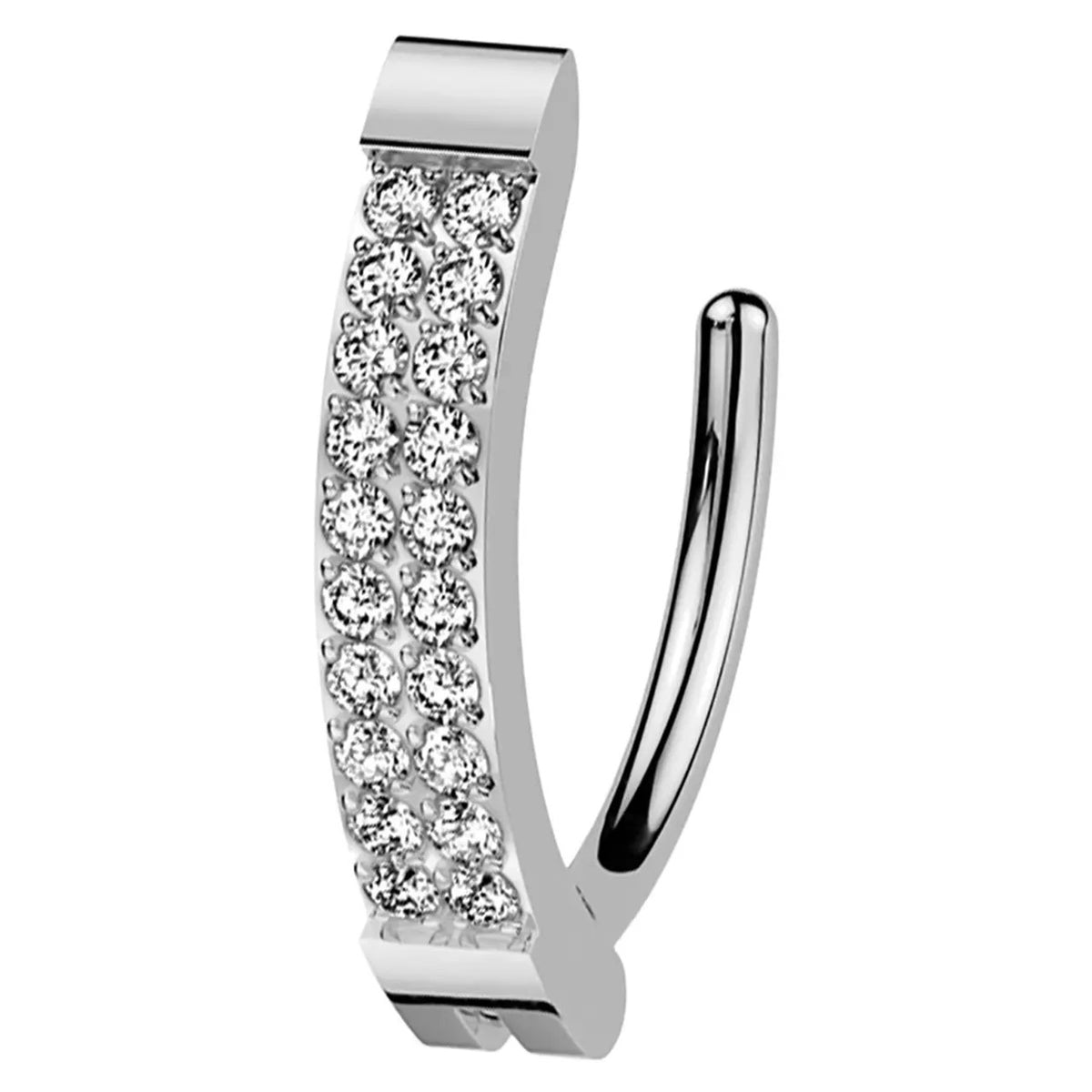 Titanium Belly Ring Hinged Hoop Clicker 14 Gauge 3/8" (10 mm) & CZ Gem - Kruelty - Photo 6