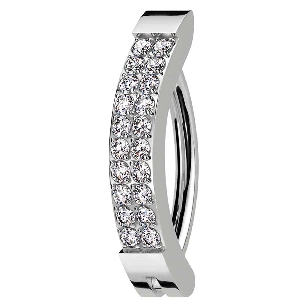 Titanium Belly Ring Hinged Hoop Clicker 14 Gauge 3/8" (10 mm) & CZ Gem - Kruelty - Photo 5