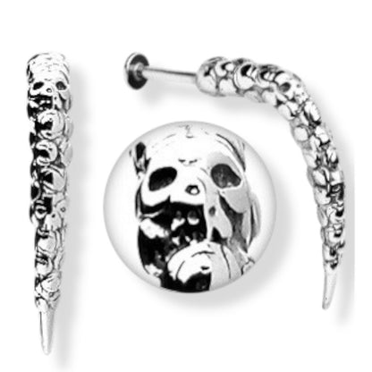 Surgical Steel Curved Labret Stud 14G 10mm with Gothic Long Claw Skull - photo 2
