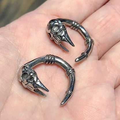 Surgical Steel 8 Gauge Skull Ear Tapers Gauges - Pair - photo 2