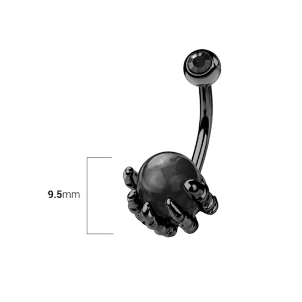 Surgical Steel Belly Ring 14G 10mm with Skull Hand Epoxy Ball - photo 2