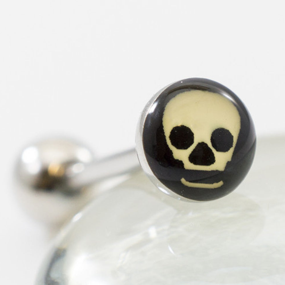 Surgical Steel 14 Gauge Skull Head Tongue Barbell Ring - photo 3