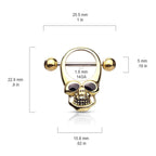 Surgical Steel Barbell Nipple Shield Ring 14 Gauge Skull - Pair - Kruelty - Photo 4