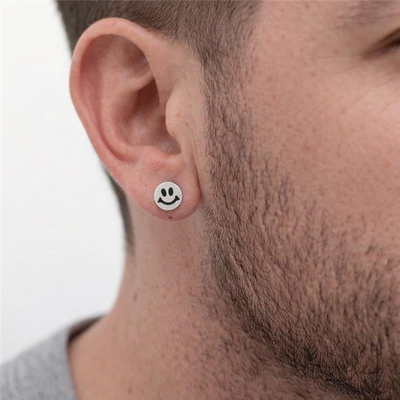 Surgical Steel Smiley Face Stud Earrings 20 Gauge - Pair - photo 2