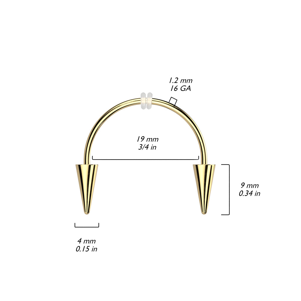 Surgical Steel Gold Horseshoe Barbell 16G with Smiley Vampire Fangs - photo 2