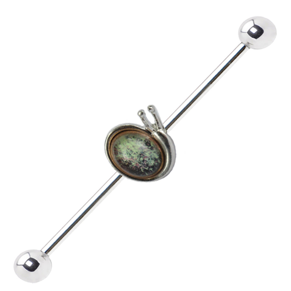 Surgical Steel 14 Gauge Industrial Barbell with Snail