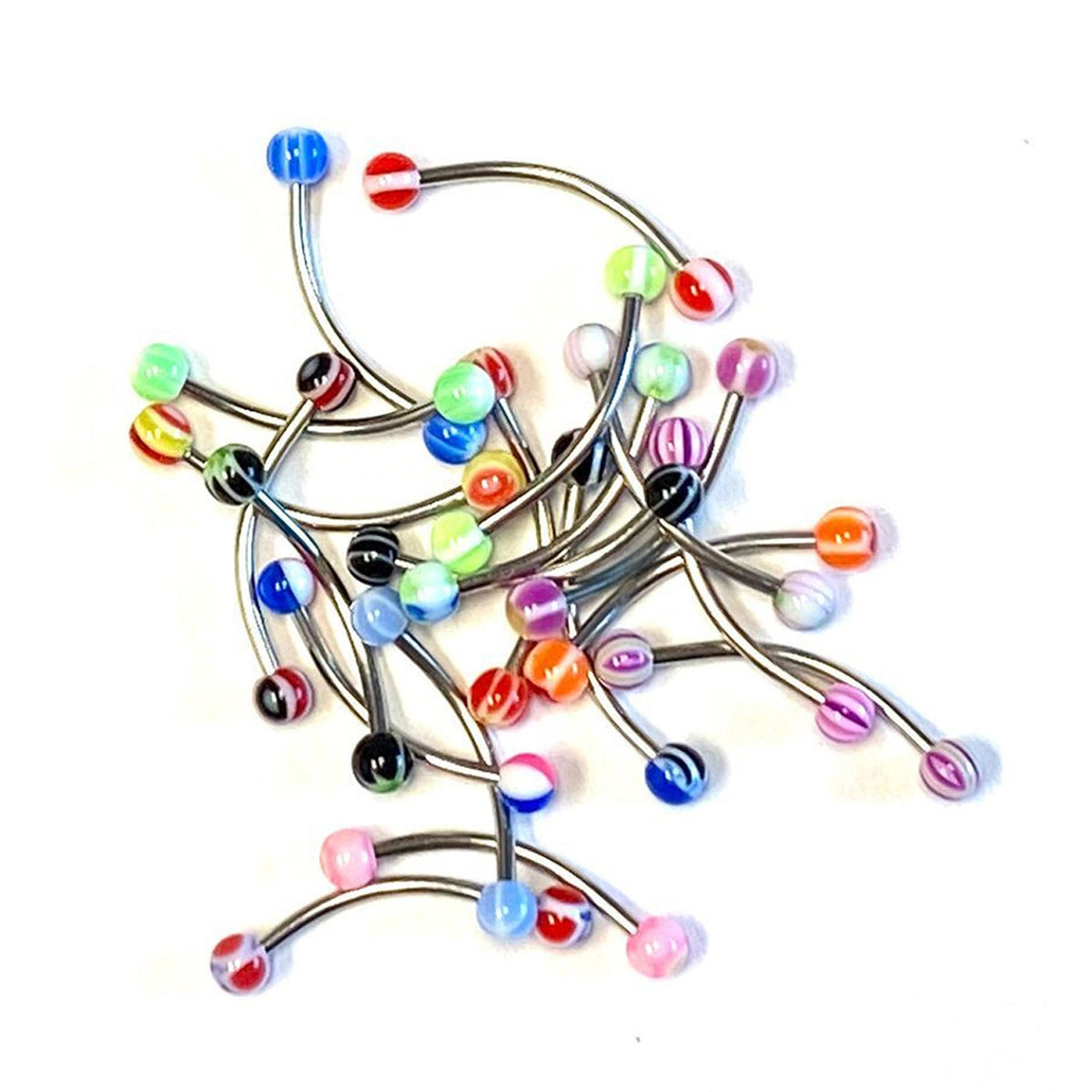 Surgical Steel Beach Ball Snake Eyes Tongue Rings 16 Gauge - 20 Pack - Kruelty