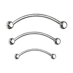 Surgical Steel 16 Gauge Curved Barbell Ball End Snake Eyes - 3 Pack