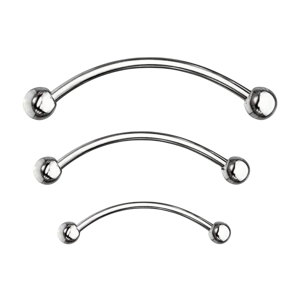 Surgical Steel 16 Gauge Curved Barbell Ball End Snake Eyes - 3 Pack