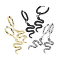 Surgical Steel 18 Gauge Dangle Snake Hoop Earrings - Pair