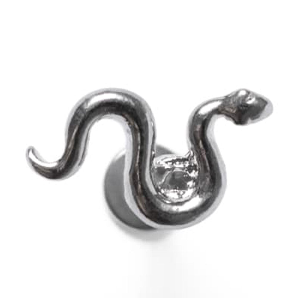 Surgical Steel 14 Gauge Flat Back Labret Stud with CZ Snake Top - photo 2