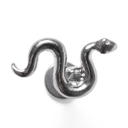 Surgical Steel 14 Gauge Flat Back Labret Stud with CZ Snake Top - photo 2