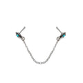 Surgical Steel 20G Teal Opal Star Double Nose Bones with Chain
