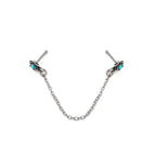 Surgical Steel 20G Teal Opal Star Double Nose Bones with Chain