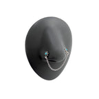 Surgical Steel 20G Teal Opal Star Double Nose Bones with Chain