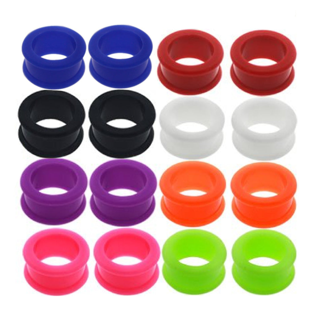 Soft Silicone Ear Tunnels 9/16 to 7/8 Inch - 16 Pack