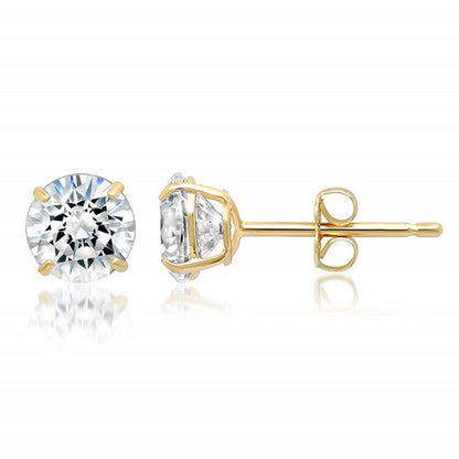 14K Solid Gold 20 Gauge Prong Set CZ Stud Earrings - Pair - photo 2