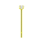 18K Solid Gold 22 Gauge Prong CZ Fishtail Nose Stud