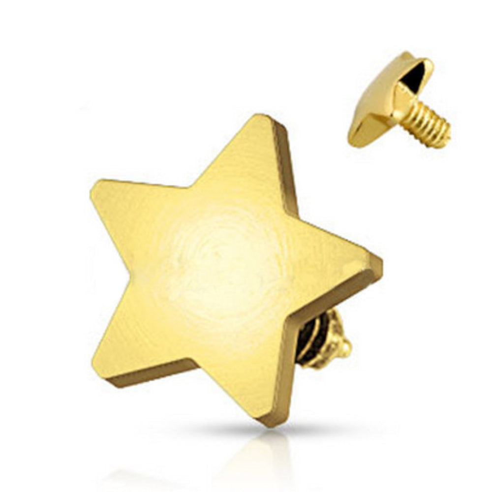 14K Solid Gold 14 Gauge Dermal Top with Flat Star