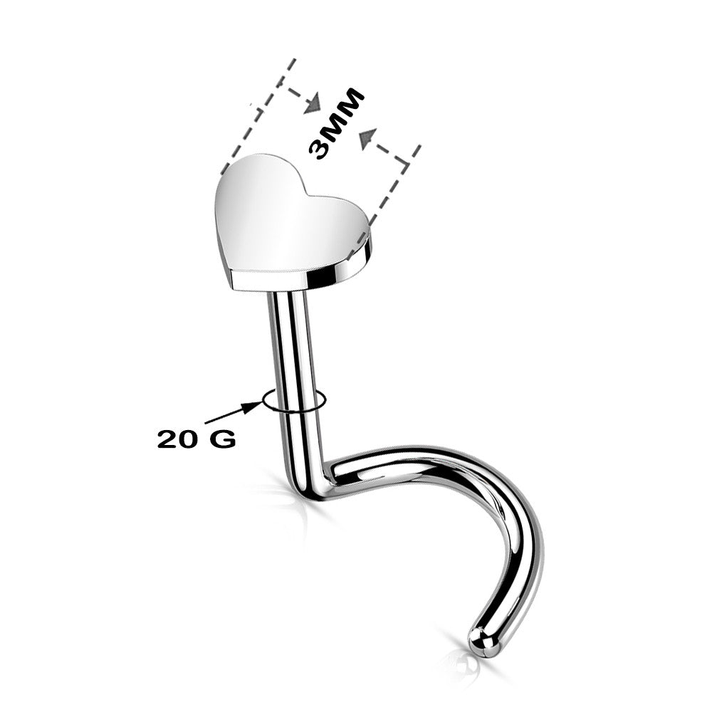 Titanium Threadless Nose Stud with Solid Heart - 18 & 20 Gauge - photo 2