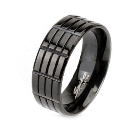 Titanium Grooved Finger Ring