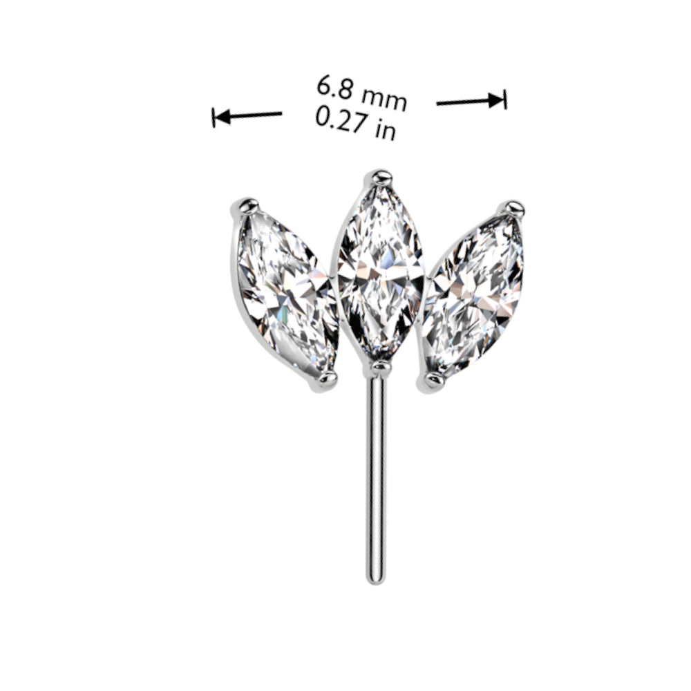 Titanium Push In Threadless Marquise Flower CZ Top 6.8mm - photo 2