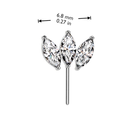Titanium Push In Threadless Marquise Flower CZ Top 6.8mm - photo 2