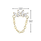 Titanium Push In Threadless CZ Linked Marquise Chain Top