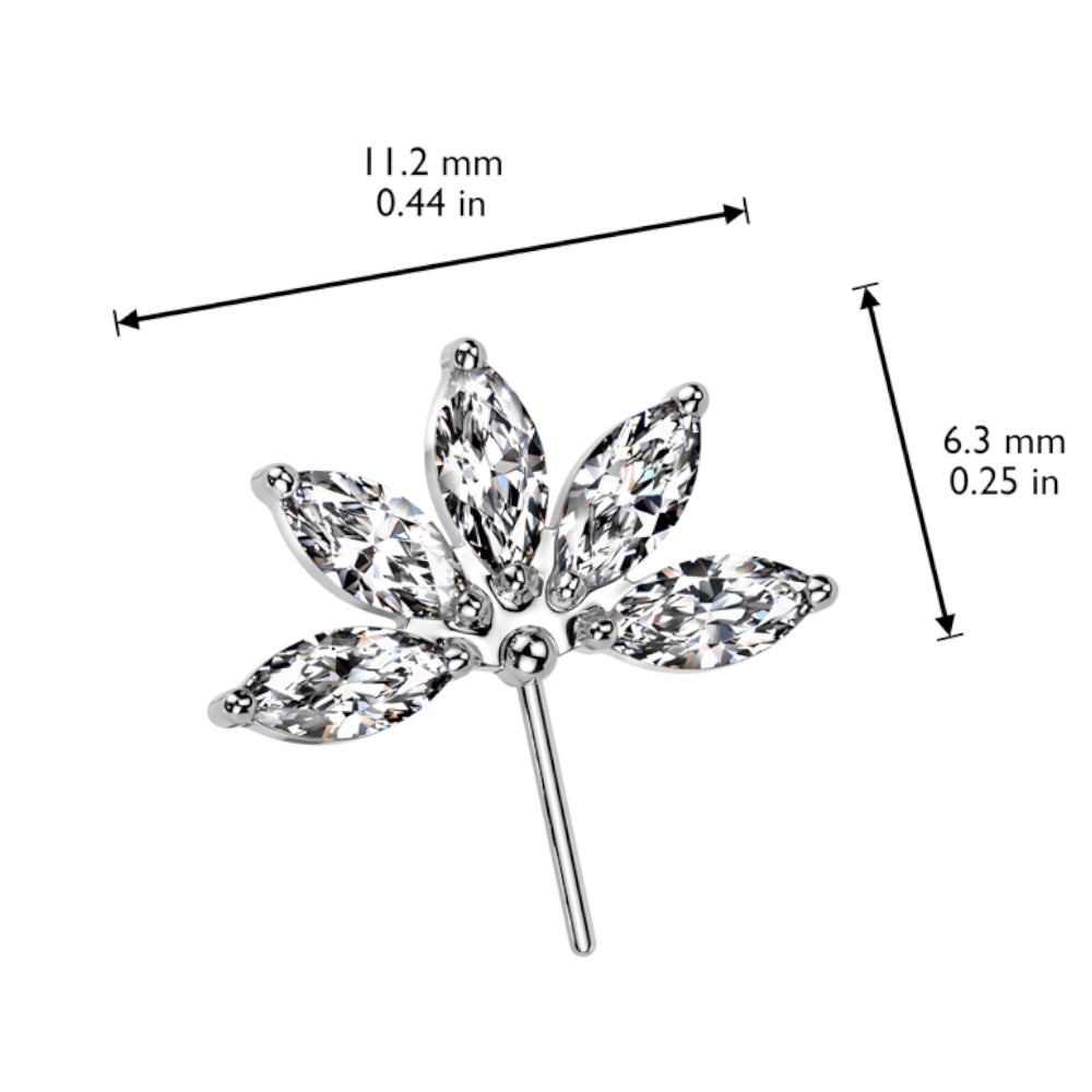 Titanium Push In Threadless Marquise Fan CZ Top - photo 2