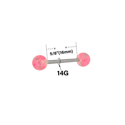 Surgical Steel 14 Gauge Tongue Barbell with Speckled Flower - photo 3