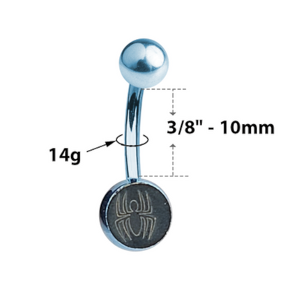 Titanium 14 Gauge Belly Ring with Etched Engraved Spider - photo 2