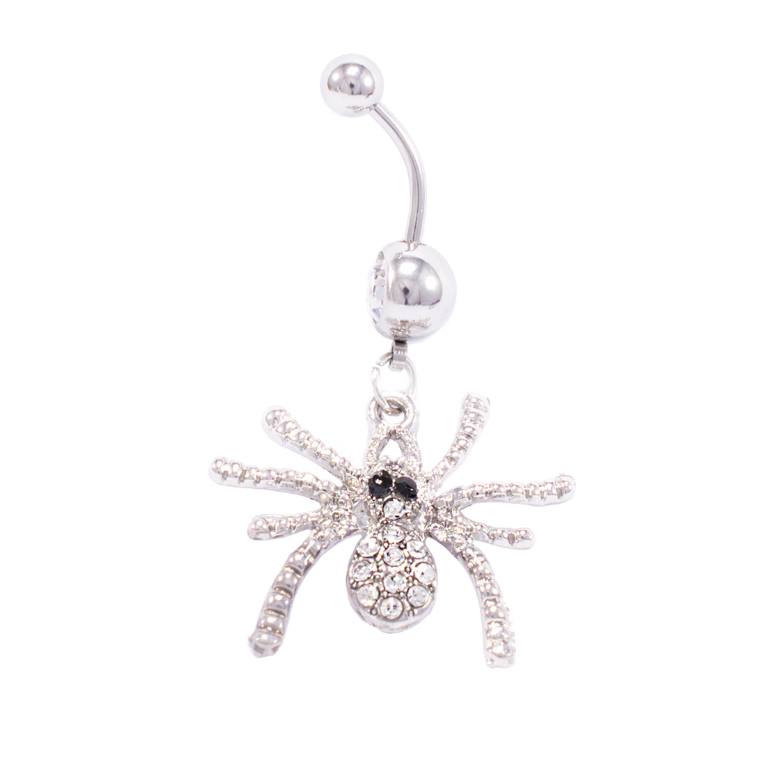 Surgical Steel 14 Gauge Belly Ring with Spider Dangle CZ - photo 2