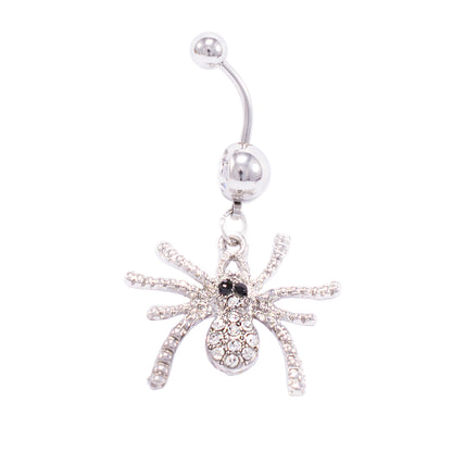Surgical Steel 14 Gauge Belly Ring with Spider Dangle CZ - photo 2
