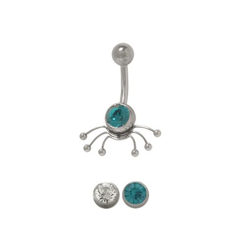 Surgical Steel 14 Gauge Belly Ring with CZ Spider