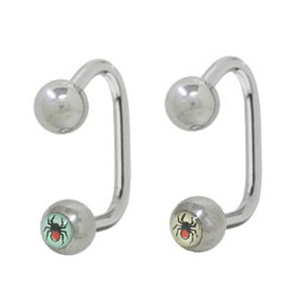 Surgical Steel 14 Gauge Lippy Loop Labret Stud with Spider Logo