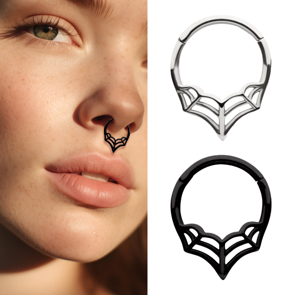 PVD Surgical Steel 16 Gauge Spider Web Hinged Segment Ring