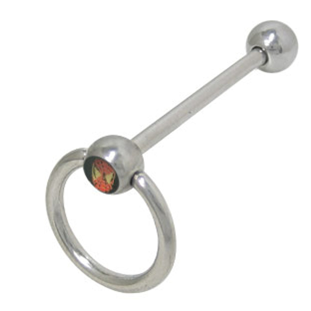 Surgical Steel 14 Gauge Tongue Barbell with Spiderman Door Knocker
