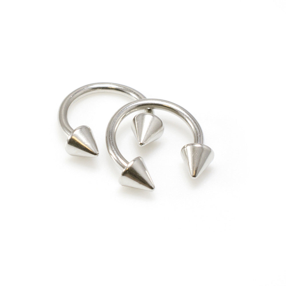 Surgical Steel 14 Gauge Horseshoe with Spike & Ball Ends - 10 Pack